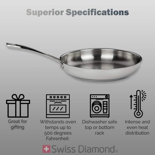  Swiss Diamond Stainless Steel 7 Piece Set by Swiss Diamond ? Oven- & Dishwasher-Safe Skillet, Saucepan and Pasta Pot for Induction, Gas, Electric