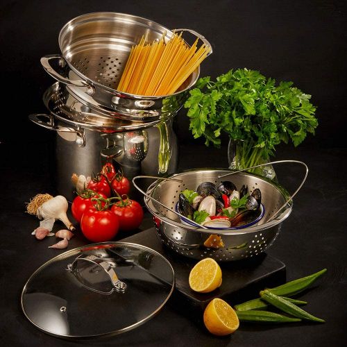  Swiss Diamond Stainless Steel 7 Piece Set by Swiss Diamond ? Oven- & Dishwasher-Safe Skillet, Saucepan and Pasta Pot for Induction, Gas, Electric