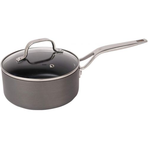  Swiss Diamond Hard Anodized Induction Compatible 1.5 Quart Saucepan with Lid - Oven and Dishwasher Safe Nonstick Cooking Pot - 6.3 Inches