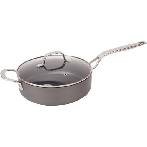  Swiss Diamond Hard Anodized Large Induction Compatible 3 Quart Nonstick Saute Pan with Cover - Oven and Dishwasher Safe, 9.5 Inch (24 cm)