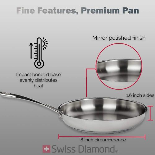  [아마존베스트]Stainless Steel Frying Pan  Professional Cooking Pan to Stir Fry and Saute  Oven- & Dishwasher-Safe Skillet with Stay-Cool Handles for Induction, Gas, Electric by Swiss Diamond D