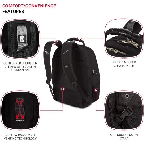  Swiss Gear SA1923 Black TSA Friendly ScanSmart Laptop Backpack - Fits Most 15 Inch Laptops and Tablets