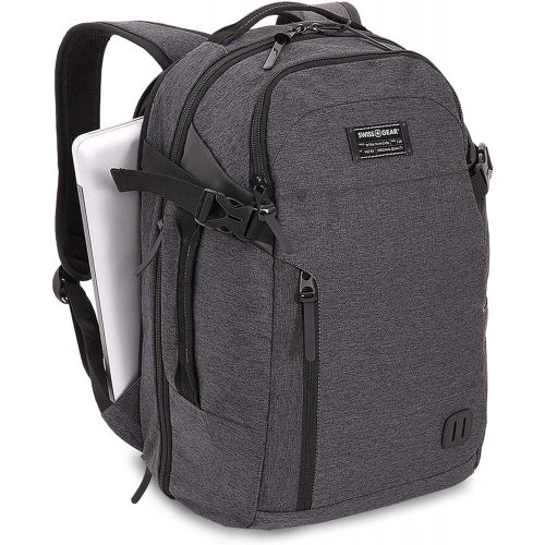  SWISSGEAR Getaway Weekend Padded Premium Hybrid Laptop Backpack | Travel, Work, School | Mens and Womens - Heather Gray