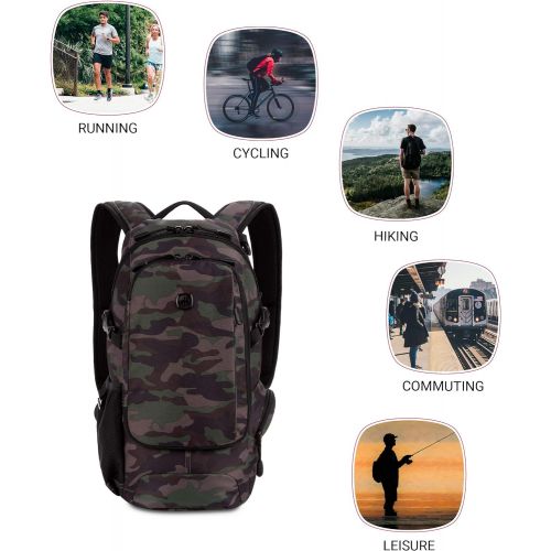  SwissGear Small/Compact Organizer Backpack - Narrow Profile Daypack (Camo/Green)