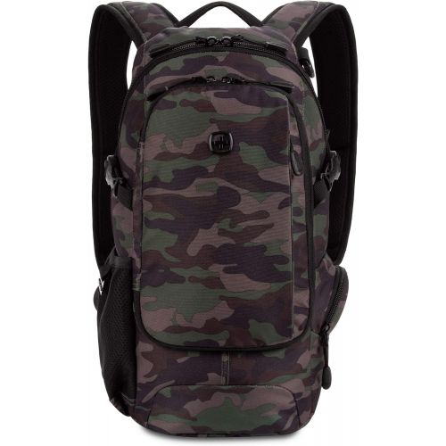  SwissGear Small/Compact Organizer Backpack - Narrow Profile Daypack (Camo/Green)