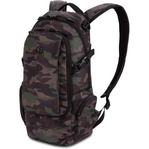  SwissGear Small/Compact Organizer Backpack - Narrow Profile Daypack (Camo/Green)