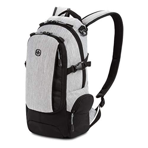  SWISSGEAR Small/Compact Organizer Backpack - Narrow Profile Daypack (Light Grey/Heather)