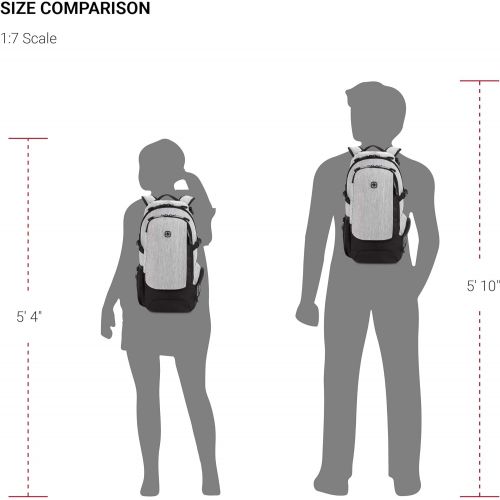  SWISSGEAR Small/Compact Organizer Backpack - Narrow Profile Daypack (Light Grey/Heather)