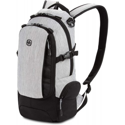  SWISSGEAR Small/Compact Organizer Backpack - Narrow Profile Daypack (Light Grey/Heather)