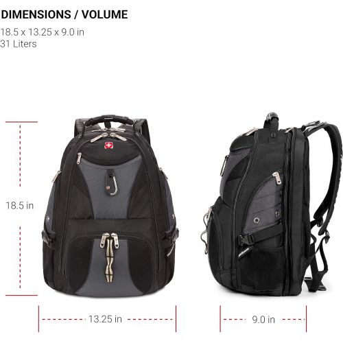  [아마존베스트]SWISSGEAR 1900 ScanSmart Laptop Backpack- Grey/Black