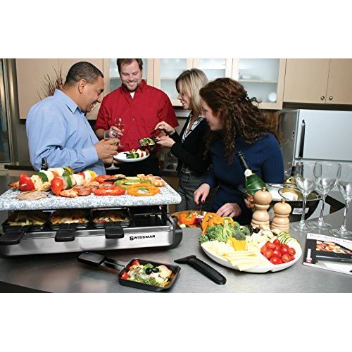  Swissmar Stelvio Raclette 8 Person Party Grill - Granite Stone and Stainless Steel