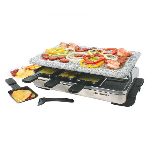  Swissmar Stelvio Raclette 8 Person Party Grill - Granite Stone and Stainless Steel