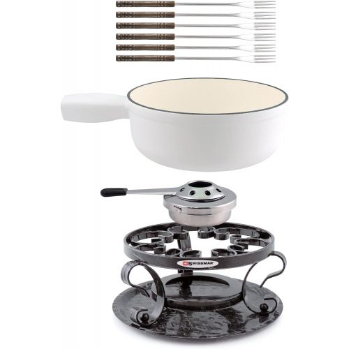  Swissmar Lugano 9 Piece Cheese Fondue Set in Matte White