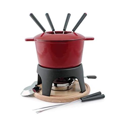  Swissmar Sierra 11-Piece Cast Iron Fondue Set (Cherry Red)