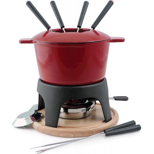  Swissmar Sierra 11-Piece Cast Iron Fondue Set (Cherry Red)