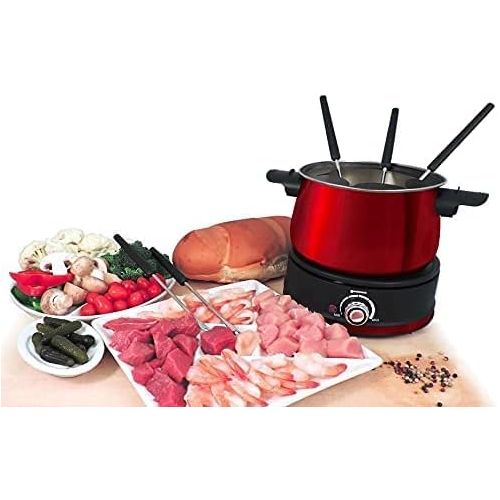  Swissmar 10 Piece Electric Fondue Set (Red)