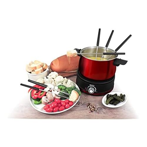  Swissmar 10 Piece Electric Fondue Set (Red)