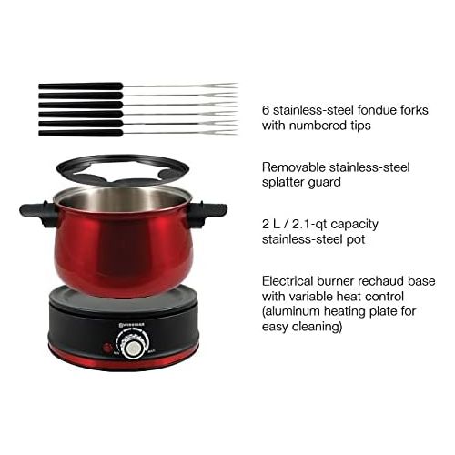  Swissmar 10 Piece Electric Fondue Set (Red)