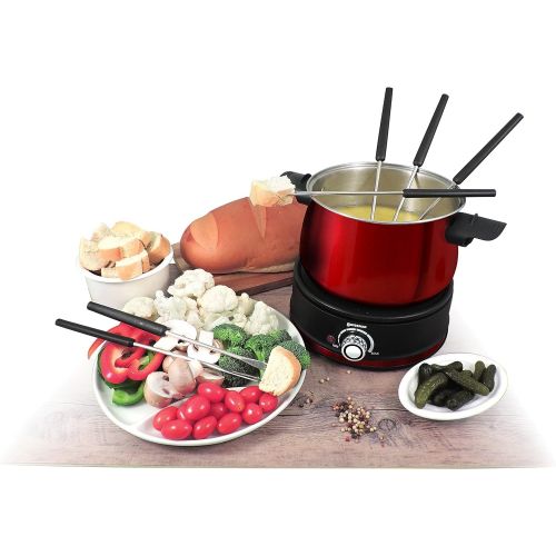  Swissmar 10 Piece Electric Fondue Set (Red)