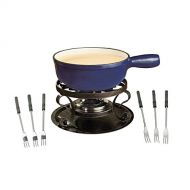 Swissmar KF-66518 Lugano 2-Quart Cast Iron Cheese Fondue Set, 9-Piece, Deep Blue