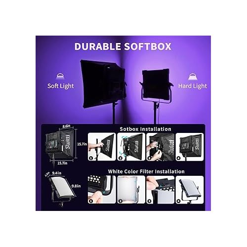  RGB Video Light, Full Color Studio Photography Lighting Kit, 50W LED Panel Light with Softbox, 552 LEDs/CRI 97+, 2600K-10000K/0-360 Adjustable Colors/9 Kinds of The Scene Lights