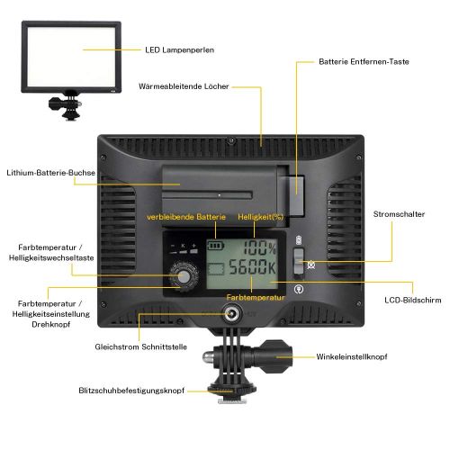  [아마존 핫딜]  [아마존핫딜]LED Videoleuchte mit NP-F750 Li-Ion-Akku(4400mAh) und USB-Ladegerat, Switti Tragbare Studio-licht 3200K-5600K Kamera Videobeleuchtung mit Blitzschuhhalterung fuer alle DSLR Kameras