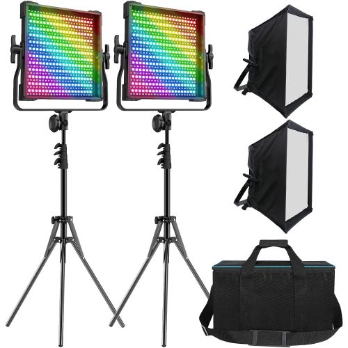  [아마존베스트]Switti RGB LED Video Light, 50W Full Color Photography Video Lighting Kit, 552 pcs LEDs/CRI 97, 2600K-10000K/Brightness 0-100%/0-360 Adjustable Colors/9 Kinds of The Scene Lights
