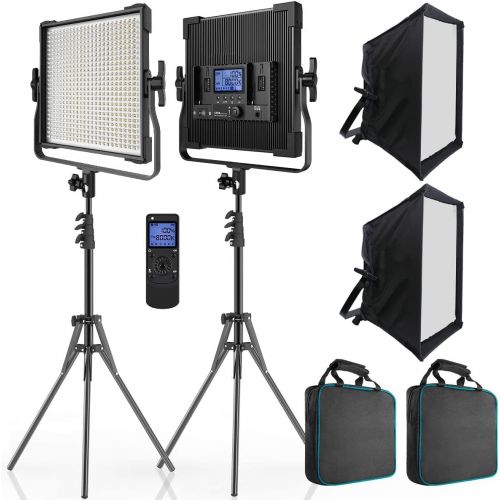  [아마존베스트]Switti 2-Packs 600 LED Video Light, Dimmable Bi-Color 3000K-8000K CRI96+ Panel Light, Photography Lighting Kit with Light Stand and Softbox for Portrait Shooting Video Recording