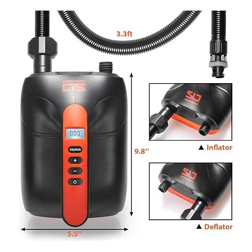  Swonder 20PSI High Pressure Digital Electric Air Pump for Stand Up Paddle Board | Kayak | Tent, SUP Inflator with Intelligent Dual Stage & Auto-Off, Two Colors