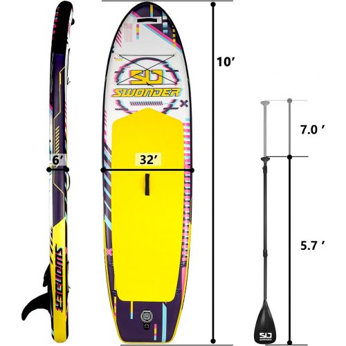  Swonder 10/116 Inflatable Stand Up Paddle Board, Premium Paddleboard w/ Stable Non-Slip Deck, Fully SUP Accessories - Backpack, Paddle, Air Pump, Leash for Kids and Adults