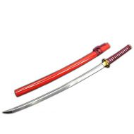Japan Sword,Samurai Katana,Kendo,Handmade Medium Carbon Steel Blade,Red Scabbard,Alloy