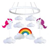 Sworn Unicorn Baby Unicorn Mobile with Rainbow | Large Modern Crib Mobile with Hypoallergenic Felt | Great...