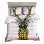 SxinHome Full Size 3D Bedding Set,White Pineapple Printed Duvet Cover Set for Teen Boys,3pcs 1 Duvet Cover 2 Pillowcases(no Comforter inside)