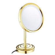 Sxwz Copper Led Light Makeup Mirror 3x Magnifier Bathroom Beauty Fold Illuminate,Gold