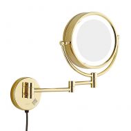 Sxwz Led Makeup Mirror With Light Multiple Magnification Bathroom Telescopic Fold Double Sided Dressing Mirror,Gold,5X