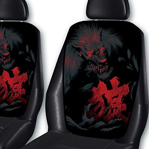  Syaraku&GENESIS Japan 2pcs Wolf Car Seat Covers Back Portion Car Seat Protector Universal Fit Automotive Japan Quality Fast and Furious Lightning Car Styling 45