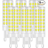 G9 LED Light Bulbs, 6000K Cool White 10W Equivalent to 80W Halogen Replacements, Bi-Pin Base, 6 Count