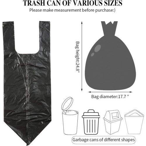  Syited Small Trash Bags Handles 4 Gallon,Black Portable plastic Rubbish Bags,Wastebasket Bags Small Garbage Bags for Office, Kitchen Bedroom Waste Bin 2 Rolls/100 Counts