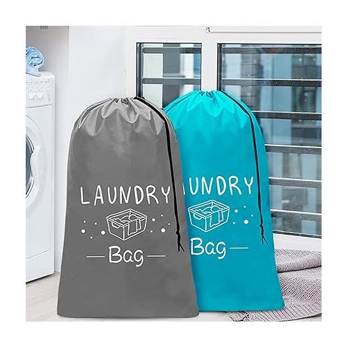  Sylfairy 2 Pack Extra Large Travel Laundry Bag, Dirty Clothes Organizer with Drawstring,Heavy Duty Travel Laundry Bags,Easy Fit a Laundry Hamper or Basket Travel Essentials