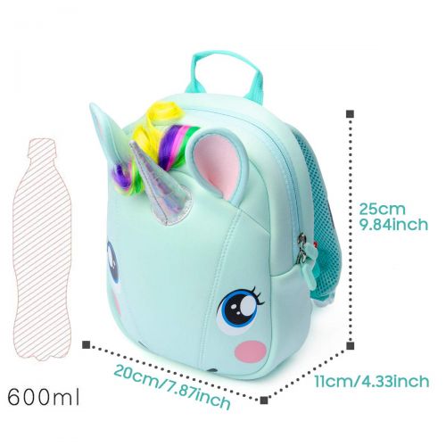  Sylfairy Unicorn Backpack Kids Cartoon 3D Animal Backpack Cute Unicorn Shoulder Bag for Kindergarten Toddlers Girls Boys Travel Holiday Gifts(Green)
