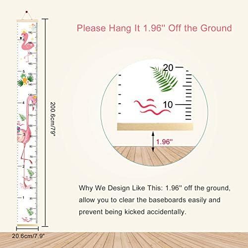  Sylfairy Growth Chart, Kids Wall Ruler Removable Height Measure Chart for Boys Girls Growth Ruler Unicorn Wall Room Decoration 797.9 (Flamingo)