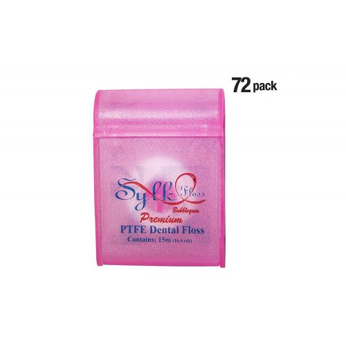  Vivid Sylk PTFE Non-Shredding Trial Size Premium Dental Floss  Bubblegum Flavored  15 Meters  Box of 72