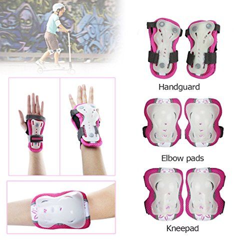  SymbolLife Kids Skate Protection Gear Set with Helmet Knee Elbow Pads with Wrist Guards for Multi-Sports Cycling, Rollerblading, Skateboard, Volleyball, Basketball, BMX