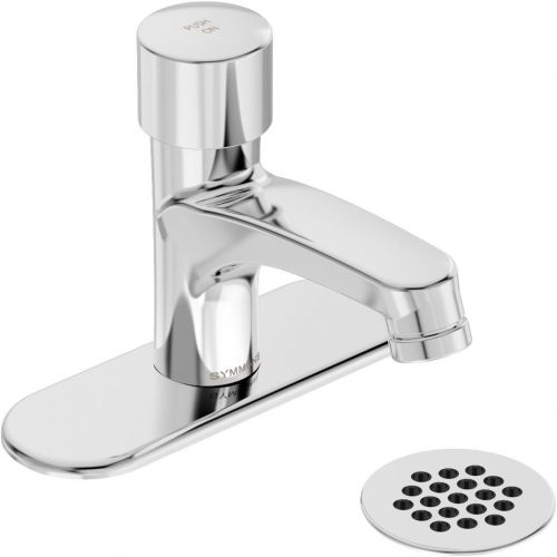  Symmons SLS-7000-DP4-G SCOT Metering Lavatory Faucet with 4 in. Deck Plate and Grid Drain in Polished Chrome (0.5 GPM)