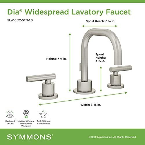  Symmons SLW-3512-STN-1.0 Dia Widespread 2-Handle Bathroom Faucet with Drain Assembly in Satin Nickel (1.0 GPM)