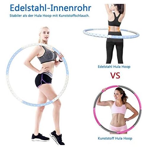  [아마존베스트]Synchain Adult Hula Hoop, Adjustable 1 - 3.2 kg Weighted Hula Hoop for Pain Sensitive Persons and Professionals, Hula Hoop for Weight Loss, Fitness & Massage