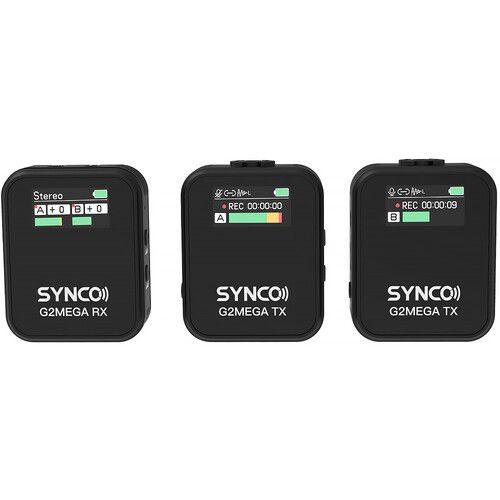  Synco WAir-G2-A2 MEGA Ultracompact 2-Person Wireless Lavalier Microphone System/Recorder for Cameras and Smartphones (2.4 GHz)