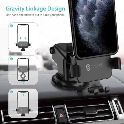  [아마존 핫딜] Syncwire Car Phone Mount, Gravity Automatic Locking Universal Dash & Windshield Car Mount Phone Holder Compatible with iPhone, Samsung Galaxy, LG, OnePlus, Google Pixel and More