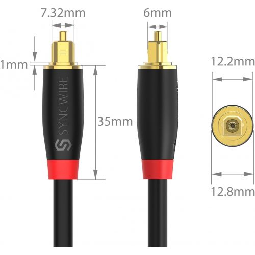  [아마존베스트]Digital Optical Audio Cable Toslink Cable - [24K Gold-Plated, Ultra-Durable] Syncwire Fiber Optic Male to Male Cord for Home Theater, Sound Bar, TV, PS4, Xbox, Playstation & More -