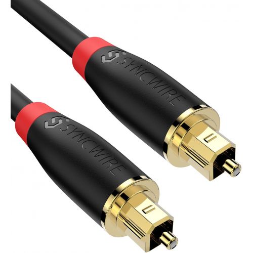  [아마존베스트]Digital Optical Audio Cable Toslink Cable - [24K Gold-Plated, Ultra-Durable] Syncwire Fiber Optic Male to Male Cord for Home Theater, Sound Bar, TV, PS4, Xbox, Playstation & More -